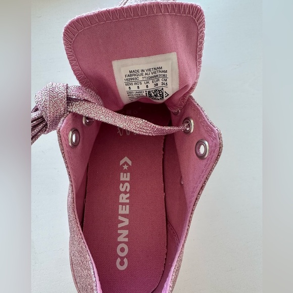 Converse Chuck Taylor All Star Low Top Sneakers Pink All Over Glitter W8/M6 - Picture 4 of 6